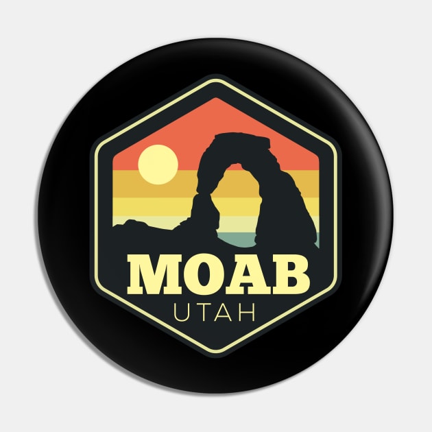 Moab Arches Hexagon Outdoors Badge Pin by DetourShirts