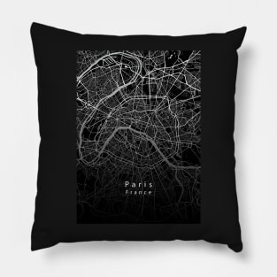 Paris France City Map dark Pillow