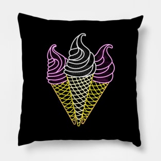 Ice cream cones, neon light Pillow