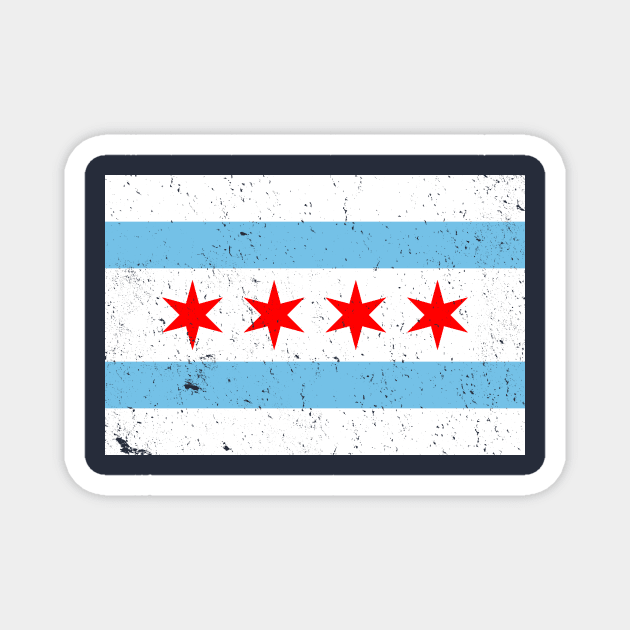 Vintage Distressed Chicago City Flag Magnet by APSketches