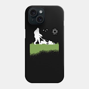 Bigfoot, the Lawn Mowing Sasquatch: Taming and Cutting Grass Phone Case