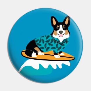 Tri Corgi Surfing Pin