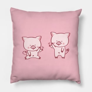 Cute pig waving cartoon Pillow