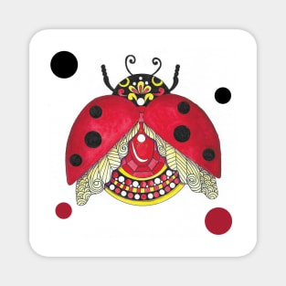 Lucky Ladybug Gemstone Watercolor art Magnet