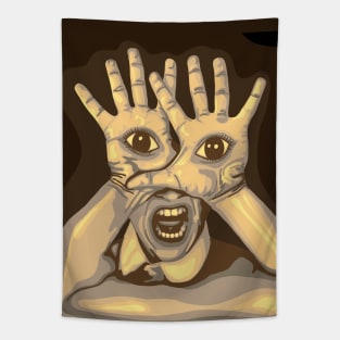 Weird Eyeball Hands Scream Tapestry