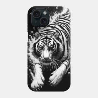 Black And White Monochromatic Tiger Underwater Phone Case