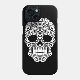 White Swirling Sugar Skull Phone Case