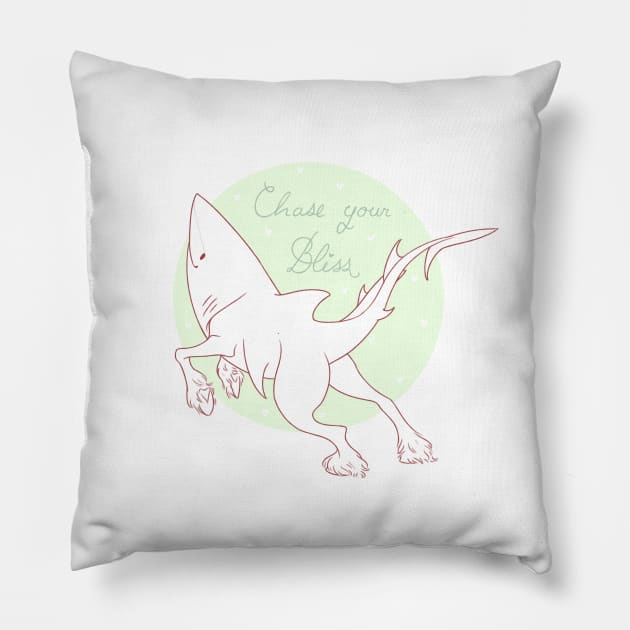 Shark Horse Green Pillow by Naimly