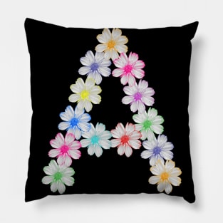 Letter A, flower, cosmos flowers, floral, nature Pillow