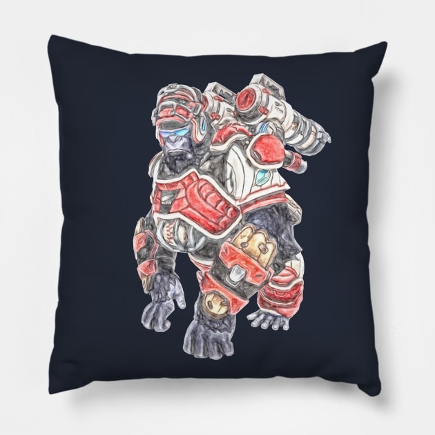 Overwatch Winston Catcher Skin Pillow by Green_Shirts