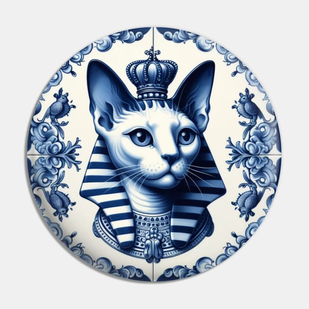 Delft Tile With Sphinx Cat No.1 Pin by artnook