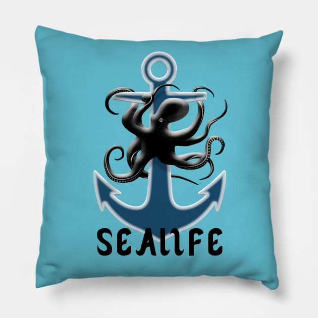 Sealife - Octopus and anchor Pillow by TMBTM