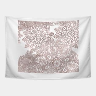 Rose gold mandala - snow white Tapestry