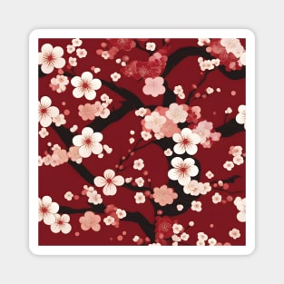 Traditional Japanese Plum Blossom Kimono Pattern Magnet