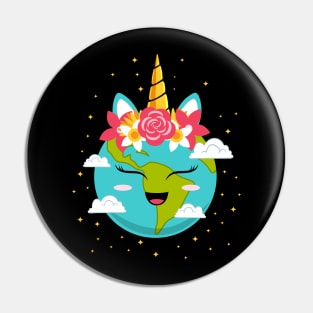 Cute Unicorn Face Earth Day 2021 Pin