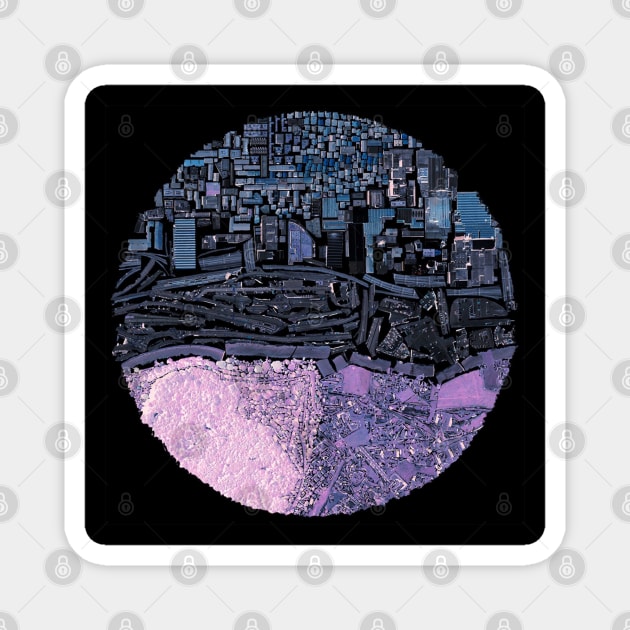 transect the dark in the city ecopop collage art Magnet by jorge_lebeau