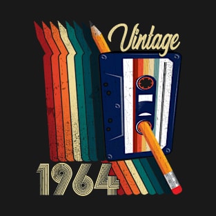 Vintage 1964 Cassette Tape Pencil Retro Classic Birthday T-Shirt