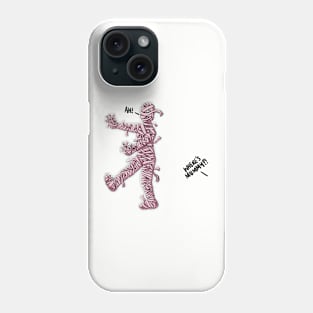 Funny Pink Mummy Escaping Her Child Digital Illustration Phone Case