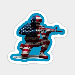 American Military Soldier and USA Flag by focusln Magnet