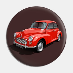 Morris Minor in signal red Pin