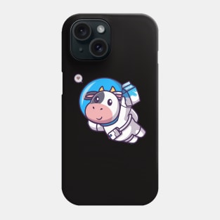 Meme cow astronaut Love holding milk Phone Case