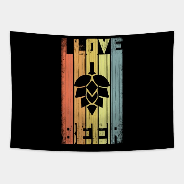 I Love Beer Retro Hop Drinking Beer Brew Gift Tapestry by stayilbee