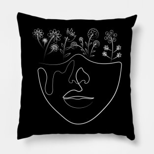 Flowers Face | One Line Drawing | One Line Art | Minimal | Minimalist Pillow