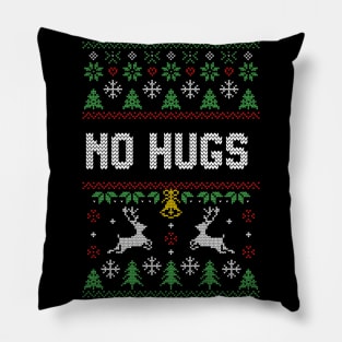 Funny Introvert No Hugs Ugly Christmas Sweater Pillow