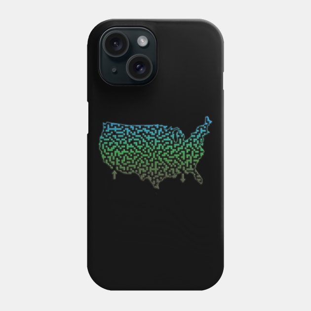 United States of America Shaped Maze & Labyrinth Phone Case by gorff