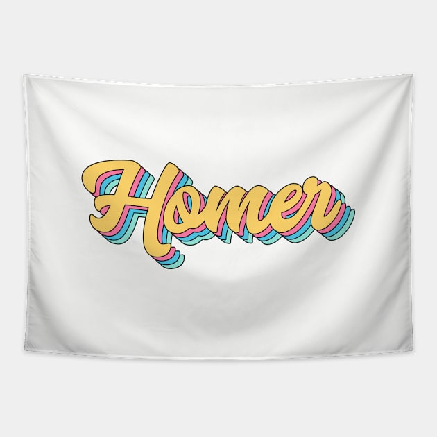 Homer Retro Yellow Script Tapestry by modeoftravel