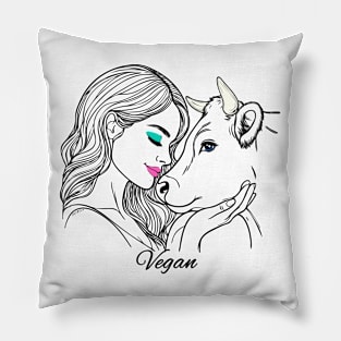 A Vegan Girl Who Loves Cows Pillow