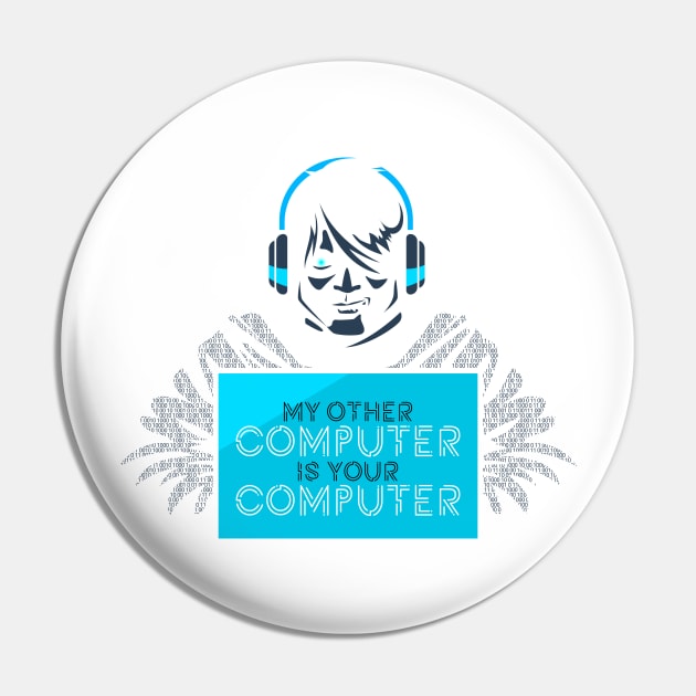 Hacker Other Computer Blue Headphones Hacking Pin by Mellowdellow