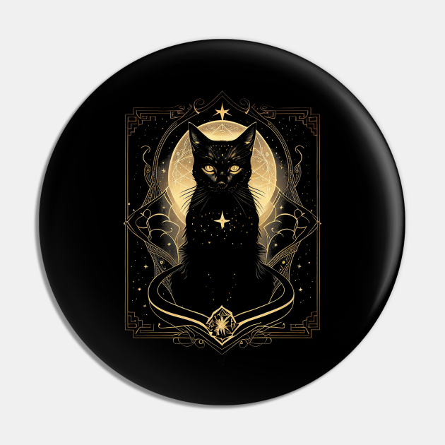 The Black Cat Tarot Card - Tarot Card - Pin | TeePublic
