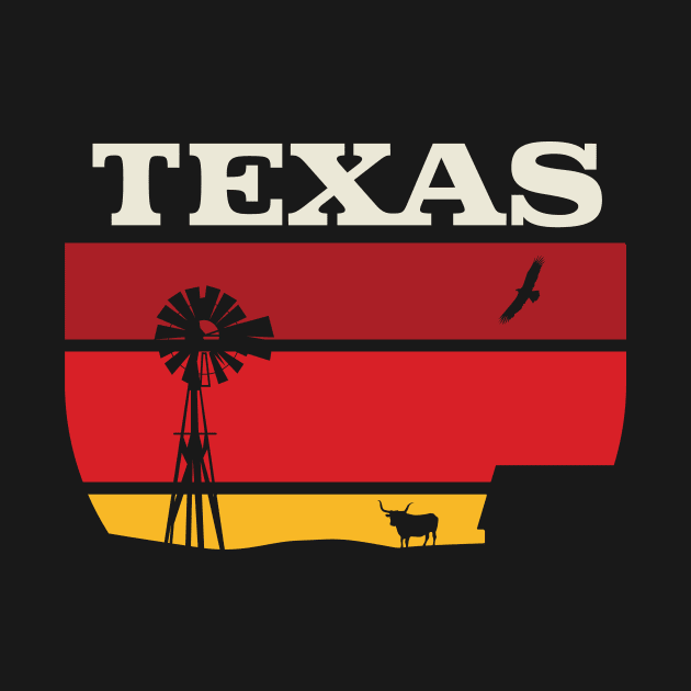 Texas longhorn sunset Retro Vintage Design Gift T-Shirt by Terrybogard97