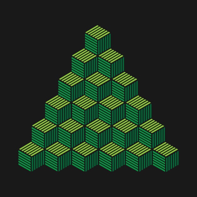 Green Cube Escher Pattern by Trapezio