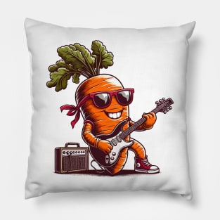 Carrot Playing Guitar Pillow