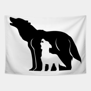 Black and White Wolves Tapestry