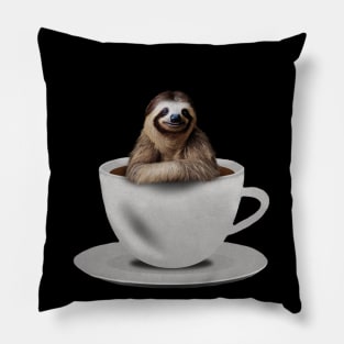 Sloth inside Coffee Mug, Funny Sloth Lover Pillow