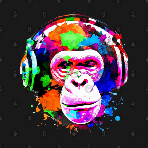 Headphones On Chimp by RockReflections