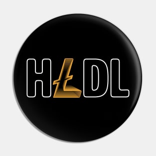 Hodl Litecoin gold modern typography art gift Pin