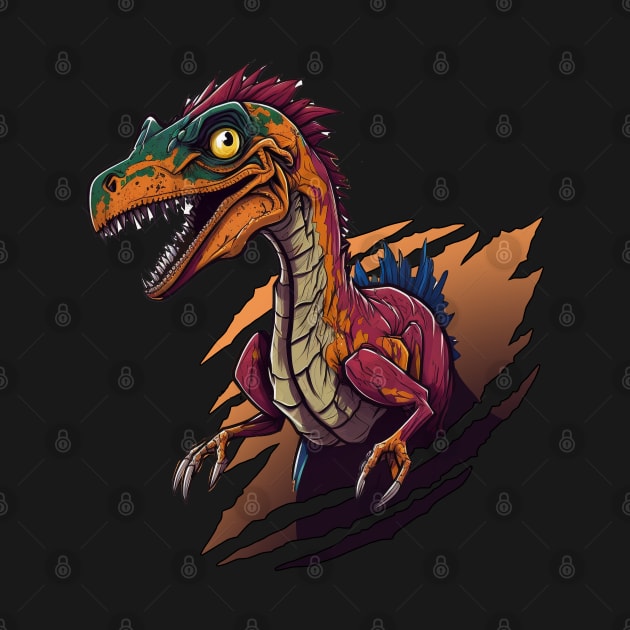 Velociraptor Dinosaur Vivid Colors by GAMAS Threads