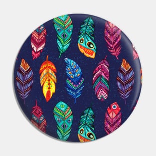 Colorful Beautiful Feather Pattern Artwork Pin