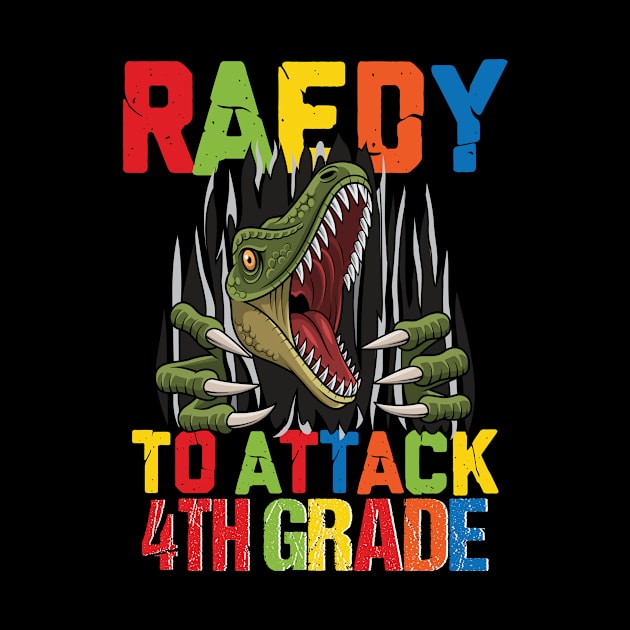 Funny Ready To Attack 4th Grade Shark First Day of School Gifts Kids by smtworld