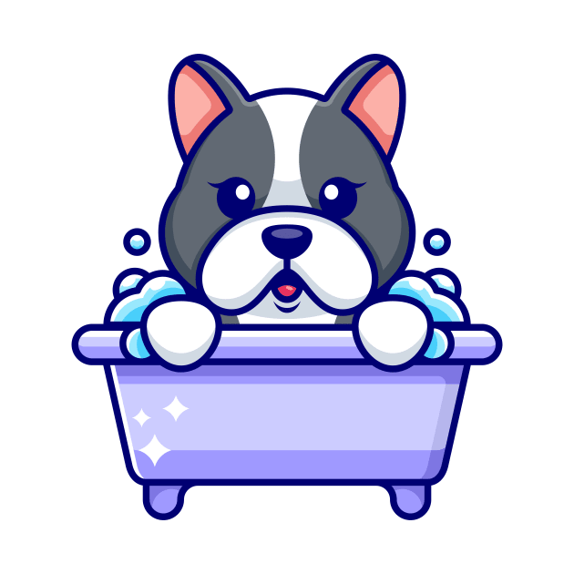 Cute dog in a bathtub cartoon character by Wawadzgnstuff