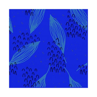 Blue leaves pattern design T-Shirt