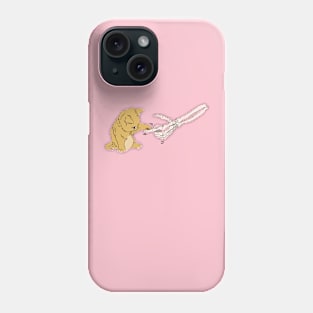 Cat playing with a skeleton Phone Case