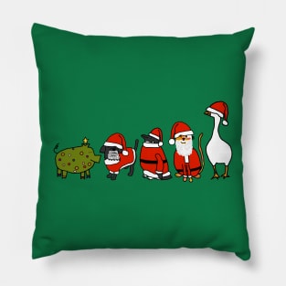 Funny Pig wears Christmas Tree Costume to Santa Animals Party Pillow