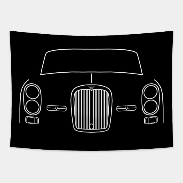 Alvis TE21 1960s classic British sports saloon car white outline graphic Tapestry by soitwouldseem