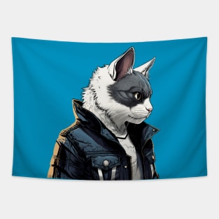 Tough Masked Cat Tapestry