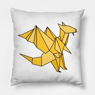 Yellow origami dragon Pillow